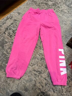 PINK Victoria's Secret Bright Pink Logo Jogger Sweatpants